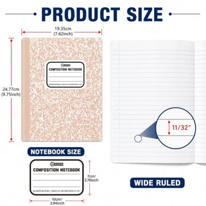 gisgfim 12 Pack Bulk Composition Notebook Wide Ruled, 12 Different Vibrant Colors, 96 Pages (48 Sheets), 9-3/4 x 7-1/2" Hard Cover Journal Notebooks for Studentsd,Classroom and Office(Boho) - color: Boho