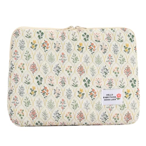 Laptop Bag for 13 14 Inch Notebook, Water-Resistant Briefcase Style Carry Case with Soft Padded Protection, Shockproof Zippered Computer Sleeve for Mac-Book Air/Pro, Business & Travel - color: Green Flower