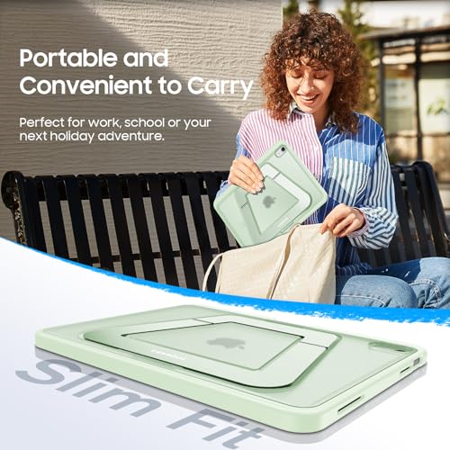 Fintie Shockproof Case for iPad (A16) 11th Generation 11 Inch (2025), iPad 10th Generation 10.9 Inch (2022) - [Built-in Pencil Holder] Slim Frosted Hard Cover with Multi-Angle Kickstand, Green - color: Green