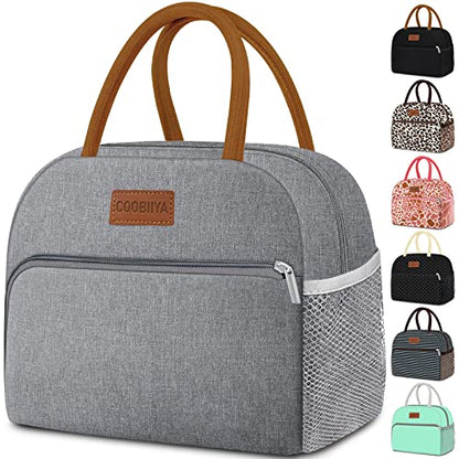 Coobiiya Insulated Lunch bag Women Reusable Cute Lunch Box for Women | Large Capacity Lunch Tote Cooler Thermal Leakproof for Work Travel Picnic - color: Gray