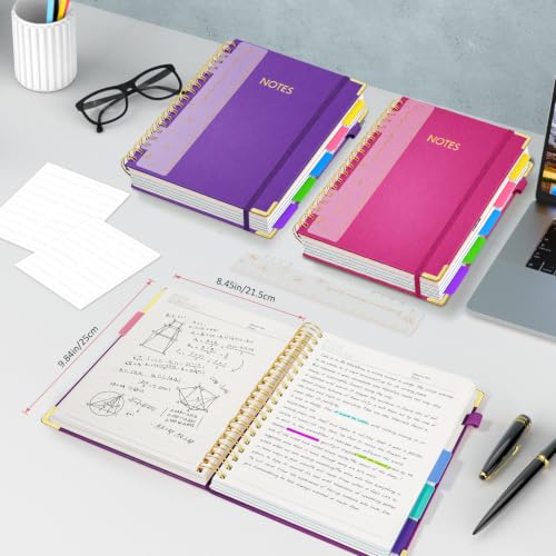 Hardcover Spiral Notebook Journal with Removable PVC Dividers - 8'' x 10'' Large 300 Page B5 Hardcover Leather College Lined Journals Notebook for Work Note Taking Office Home School Supplies, Dark purple - color: dark purple