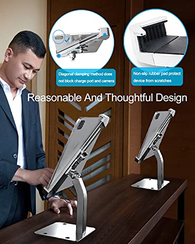 Anti-Theft Desktop Tablet Kiosk Stand Holder, Heavy Duty Countertop Tablet POS Display Mount with Security Lock and Key, Compatible with iPad Pro/Air/Mini, Galaxy Tabs, More 7-11" Tablets