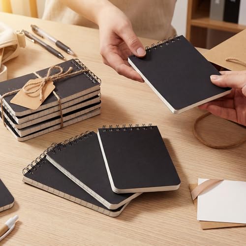 BESARME 10 Pcs Small Notepads 3x5, Spiral Pocket Notebook Bulk | Black Mini Lined Notepad, Memo Pads for Men, Students Back to School Gift - color: Black
