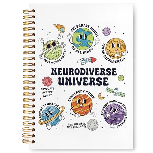 Special Education Teacher Gifts Spiral Notebook 5.5 x 8.3 for Work Study, Autistic Teacher Boys Girls Gifts, Neurodiverse Universe Autism Awareness Acceptance Hardcover Notebook Journal for Women - color: Neurodiverse universe