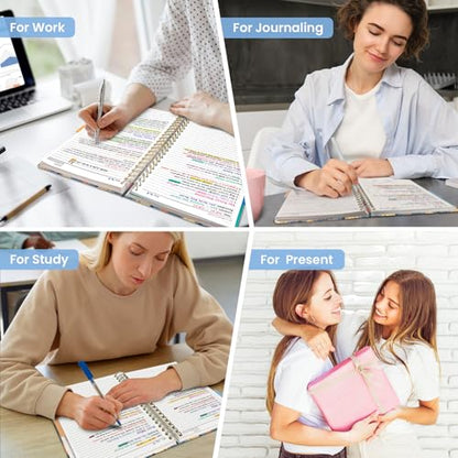 Large Spiral Lined Notebook for Work with Dividers & Tabs, 8.5"x11" Hardcover 5 Subject Notebook, College Ruled, 280 Pages, Soft Tulips - color: L - Soft Tulips