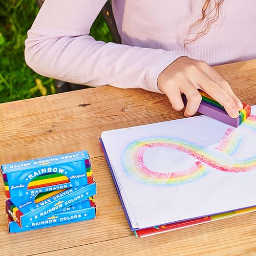eeBoo: Jumbo Wax Crayon: Rainbow Striped – 6 Vibrant Colors in One Chunky Crayon, 4" x 1.5" x 0.625" Block, Art & Coloring Supplies, Kids Ages 3+