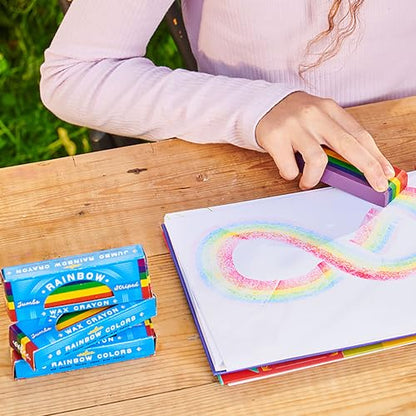 eeBoo: Jumbo Wax Crayon: Rainbow Striped – 6 Vibrant Colors in One Chunky Crayon, 4" x 1.5" x 0.625" Block, Art & Coloring Supplies, Kids Ages 3+