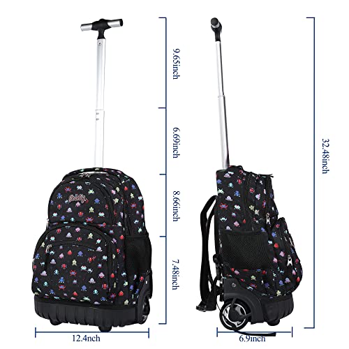 seastig Rolling Backpack 16 inch Wheeled Backpack with Lunch Bag & Pencil Case Roller Backpack Set Carry-on Bag School Travel - color: Robot