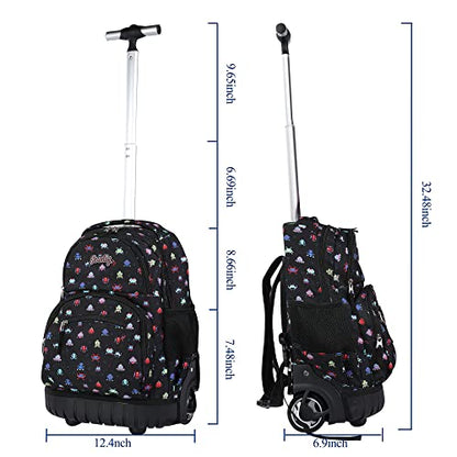 seastig Rolling Backpack 16 inch Wheeled Backpack with Lunch Bag & Pencil Case Roller Backpack Set Carry-on Bag School Travel - color: Robot