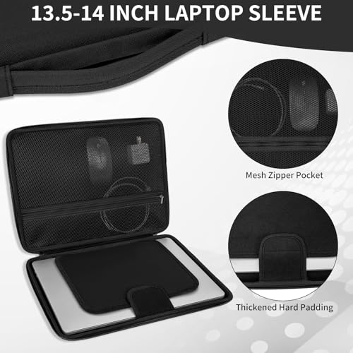 Hard Laptop Sleeve Case for 13.6" MacBook Air & 14" MacBook Pro | Fit MacBook Air M2/M3 A2681 A3113, 14" MacBook Pro M4/M3/M2/M1 Pro/Max A3112 A3401 A3185 A2992 A2918 A2779, Water-Resistant - color: Black