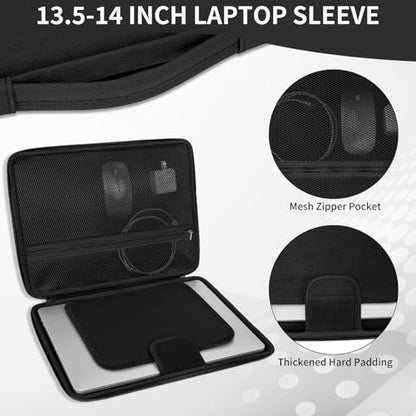 Hard Laptop Sleeve Case for 13.6" MacBook Air & 14" MacBook Pro | Fit MacBook Air M2/M3 A2681 A3113, 14" MacBook Pro M4/M3/M2/M1 Pro/Max A3112 A3401 A3185 A2992 A2918 A2779, Water-Resistant - color: Black
