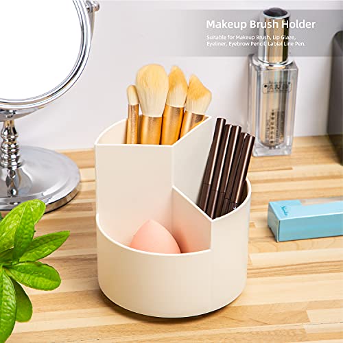 Desk Pencil Pen Holder, 3 Slots 360-Degree Spinning Organizers, Desktop Storage Stationery Supplies, Cute Cup Pot for Office, School, Art Supply, Kids - White - color: White
