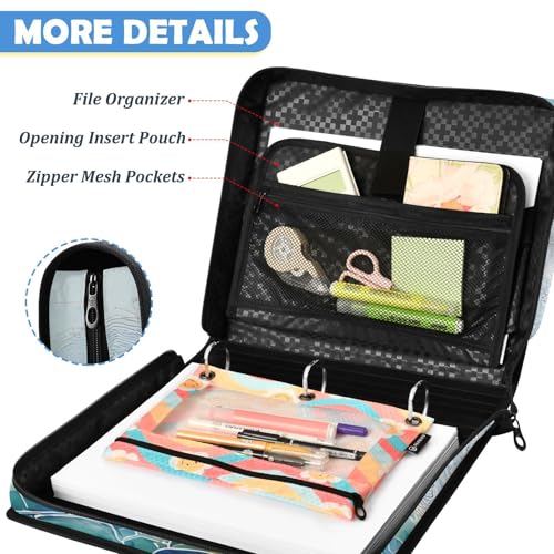 Custom 3 Ring Zipper Binder Tree of Life Personalized Name 1.5 inch Binders Large Capacity Multi Pockets for School Office Supplies - color: Custom Tree and Birds