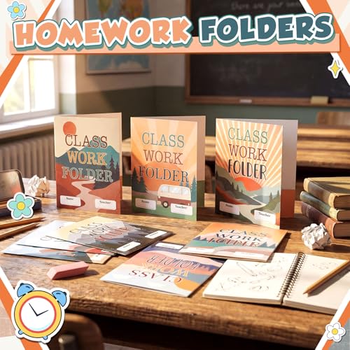 Yeaqee 32 Pcs Classwork Folders Homework Folders for Students Classwork Pocket Folder Portfolio Folder Homework Organizer for Classroom School Teachers Gifts Educational Supplies (Mountains) - style: Moving Mountains