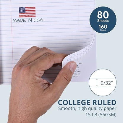 ROARING SPRING Hard Cover Composition Notebook, 48 Pack, Black Marble Comp Book, 9.75″ x 7.5″, College-Ruled with Margin, 80 Sheets (160 Pages), Made in USA