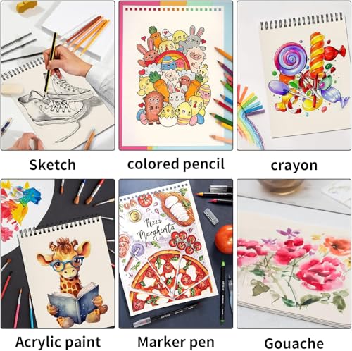 OSIMIG 20 Pack Sketch Books 5.5" x 8.5", Top Spiral Bound Sketch Pad, Mini Sketchbook Bulk for Kids, 600 Sheet Drawing Paper (68lb/100gsm), Drawing Pad for Beginger, Art Supplies - size: 20 Pack