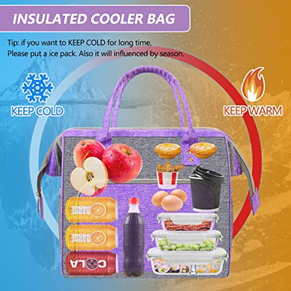 IDEATECH Insulated Lunch Bag Women, Stylish Adult Lunch Box for Working Mom, Leakproof Large Cooler Tote with Adjustable Strap & Pockets for Office Picnic Travel (Purple) - color: Purple