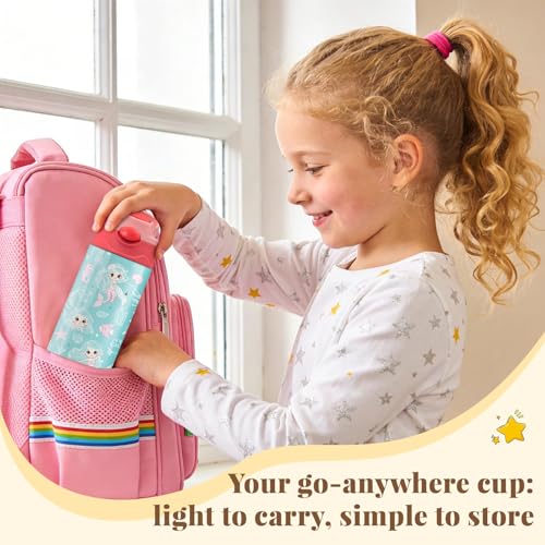 Mermaid Water Bottle for Girls - 12oz Cute Cartoon Kids Water Bottle with Straw, Stainless Steel Tumbler, Insulated, Leak-proof, BPA-free, Pop-up Straw Lid, for School, Children Birthday Gift Cup(1pc) - color: Line Mermaid