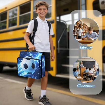 Football Zipper Binder 3 Ring with Handle and Shoulder Strap, 500 Sheet Binder Organizer Capacity & Multi-Pockets for School Office - color: Aa09