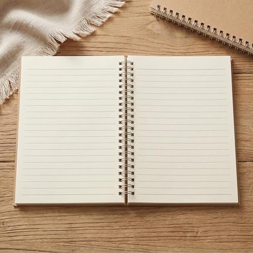 POPUFOX 12 Pack Spiral Notebooks 7.9" x 5.5", Lined Paper Kraft Cover Journal, 60 Sheets 120 Pages, DIY Customizable Small Wirebound Notebook for School Office Classroom