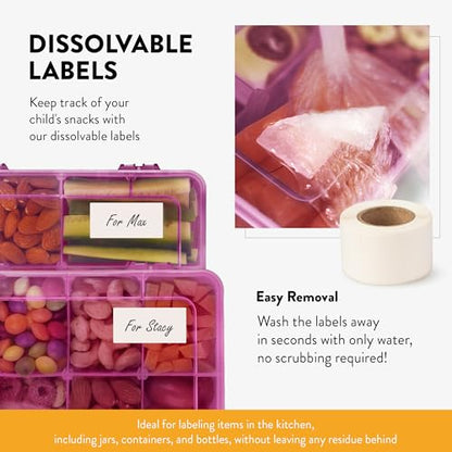 Snack Box Containers Set of 2-Reusable,100 Dissolvable Labels, 8 Adjustable Compartments, Dishwasher Safe, BPA-Free, Meal Prep Container, PARENT TESTED PARENT APPROVED AWARD (2 Pack) (Purple) - color: Purple, size: Small