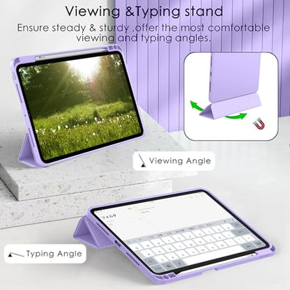 ZryXal iPad Pro 11 Inch Case (M5) 2025/ (M4) 2024 (Model: A2836/A2837/A3006), Trifold Stand Smart Cover with Pencil Holder and Soft TPU Back, Auto Wake/Sleep (New Clove Purple) - color: New Clove Purple