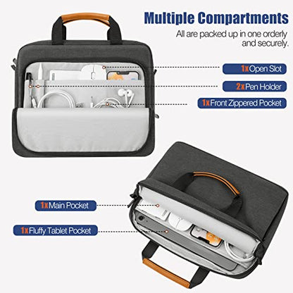 MoKo 13 Inch Tablet Sleeve Case with Multi-Pockets & Shoulder Strap | Fits iPad Pro 13-inch M5, iPad Air 13-inch M4, iPad Pro 12.9 M2/M1, Surface Laptop Go 12.4 and Tab S8+/S9+ 12.4, Black&Gray - color: Black & Gray, size: 12.9 Inch