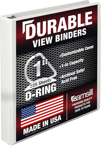 Samsill Durable 1 inch 3 Ring Binder, D Ring Binder, 100% Recycled Chipboard, White - color: White, size: 1 Pack, style: 1 Inch