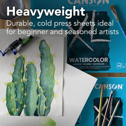 Canson XL Series Mixed Media Pad 60 Sheets with Watercolor Paper Pad 30 Sheets, 7x10 inches - size: 7x10, style: Mixed Media + Watercolor Paper, 30 Sheets