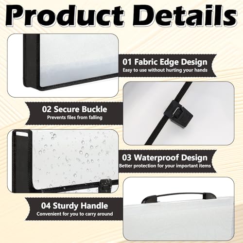 3 Pieces A3 11 x 17 inch Expandable File Folder with Handle Expandable Folders for Documents Snap Closure Black Horizontal Large Clear Organizer Storage for Plots Charts
