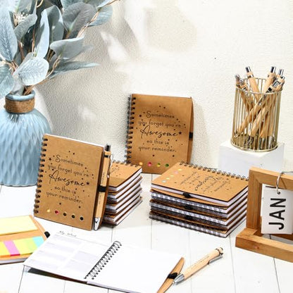10 Sets Inspirational Notebooks Bulk Back to School Spiral Notebook with Notepad and Bamboo Pen Team Appreciation Gift for Office Teacher Employee Social Worker Student (Sometimes You Forget) - style: Sometimes You Forget