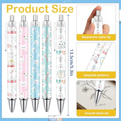 Dental Ballpoint Pens Gifts - 24 Pcs Teeth Pens Sets Tooth Retractable Writing Ball Point Pen Dental Assistant Hygienist Appreciation Gifts for Office Stationery Home School Supplies - style: Dental