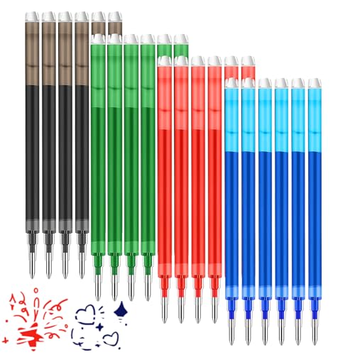 0.7 mm Erasable Gel Ink Pen Refills Compatible with Frixion Friction, Smooth Writing Multicolor Retractable Fine Point Pen Refill for School Office Home Art (4 Colors, 24) - style: 4 Colors