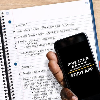 Five Star Advance Spiral Notebook + Study App, 3 Subject, College Ruled Paper, 8-1/2" x 11", 150 Sheets, Spiral Guard, Movable Tabbed Dividers, Black (73132) (Pack of 6) - color: Black, size: Pack of 6