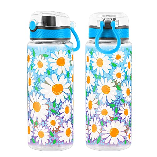 Cute Water Bottle for School Kids Girls, BPA FREE Tritan & Leak Proof & Easy Clean & Carry Handle, 23oz/ 680ml - Daisy - color: Daisy