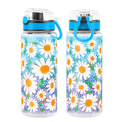 Cute Water Bottle for School Kids Girls, BPA FREE Tritan & Leak Proof & Easy Clean & Carry Handle, 23oz/ 680ml - Daisy - color: Daisy