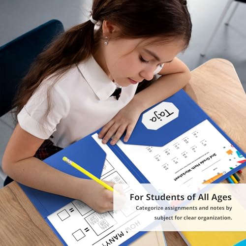 Taja Plastic Folders with Pockets (6 Pack, Blue), 2-Pocket Folders with Business Card Slot, Heavy Duty, Fit Letter Size Documents, Perfect for School, Office & Business - color: D-blue, size: 6 Pack