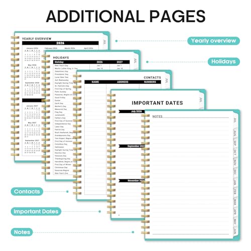 Planner 2026-2027, 6.3" x 8.5" Weekly and Monthly Academic Year Planner Calendar, July 2026 - June 2027, Hardcover Large School Planning Agenda With Tabs, Perfect for School & Office Supplies, A5, Aquamarine - color: E-Aquamarine, size: A5(6.3"x8.5")