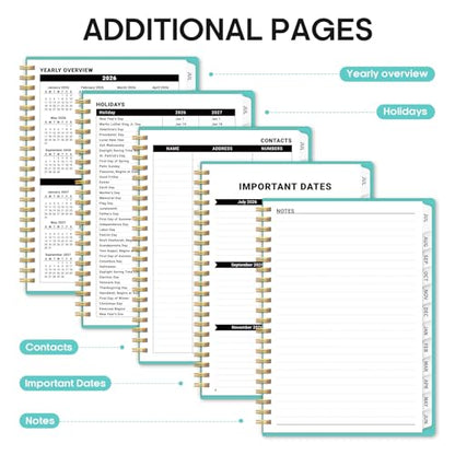 Planner 2026-2027, 6.3" x 8.5" Weekly and Monthly Academic Year Planner Calendar, July 2026 - June 2027, Hardcover Large School Planning Agenda With Tabs, Perfect for School & Office Supplies, A5, Aquamarine - color: E-Aquamarine, size: A5(6.3"x8.5")