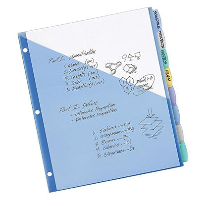 Avery Write & Erase Pocket Plastic Dividers for 3 Ring Binders, 8-Tab Sets, Multicolor, Tabs Viewable Beyond Sheet Protectors, 1 Set (16177)