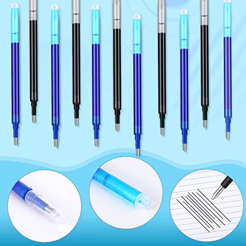 Zonon 24 Pcs 0.7mm Erasable Gel Ink Pen Refills Compatible with Frixion Friction Gel Ink Refills Medium Fine Point Erasable Pens Lead for Writing Planner and Crossword Puzzles(Black, Blue) - color: Black, Blue