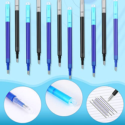 Zonon 24 Pcs 0.7mm Erasable Gel Ink Pen Refills Compatible with Frixion Friction Gel Ink Refills Medium Fine Point Erasable Pens Lead for Writing Planner and Crossword Puzzles(Black, Blue) - color: Black, Blue