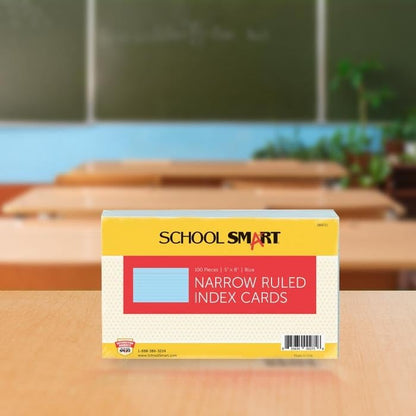 School Smart Ruled Index Cards, 5 x 8 Inches, Blue, Pack of 100 - color: Blue, size: 5 x 8 Inches