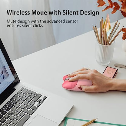 Wireless Compact Silent Mouse with Cute Cat Designs, 2.4GHz Plug and Play Wireless Opatical Mouse with USB Nano Receiver for Laptop/PC/Computer (Pink Cat) - color: Pink