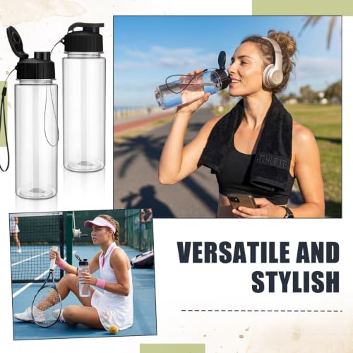 Maxcheck 30 Pieces Water Bottle Bulk 17 oz Plastic Sports Water Bottles Bulk with Handle Strap Lightweight Leakproof Drink Flip Top for Adults Fit Gym(Classic Style,Black) - color: Black, style: Classic