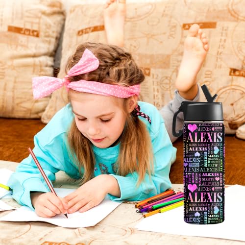 MyPupSocks Custom Water Bottle for Kids, Personalized Kids Water Bottle with Name, 18oz Stainless Steel Insulated Water Bottle with Straw, Leak Proof School Water Bottle for Boys Girls - color: Color 94