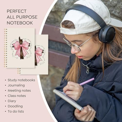 Prepy Christian Bible Verse Notebook, 5.5x8.3 Inch | Bow Cross Spiral Notebook Hardcover,College Ruled Notebook Journal for Writing,Christian Gifts for Women Teen Girls - color: bow cross