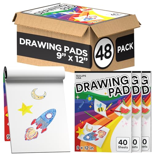 Sketch Book for Kids, Drawing Pad for Kids, Drawing Paper, Sketch Pad for Kid, Kid Sketch Book (9 x 12, 40 Sheets) (48) - size: 48 Pack