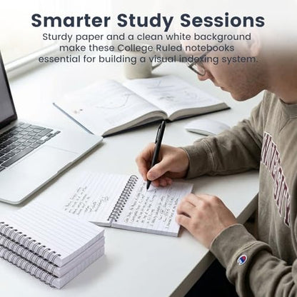Koogel Spiral Index Cards 3x5 Ruled, 400 Count (5 Packs of 80) White Spiral Bound FlashCards with Waterproof Cover, Tear-Off Note Cards with Ring for Studying, School, Office & Memory - color: white