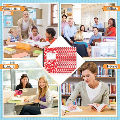 Fainne 100 Pack A5 Composition Notebooks Bulk College Ruled Composition Notebooks Marble Covers Notebook for Student Classroom Office Supplies 30 Sheet/60 Page(Red) - color: Red
